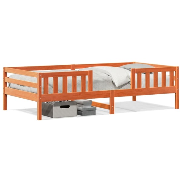 vidaXL Sengeramme uten madrass voksbrun 90x200 cm heltre furu