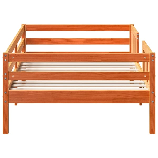 vidaXL Sengeramme uten madrass voksbrun 90x200 cm heltre furu