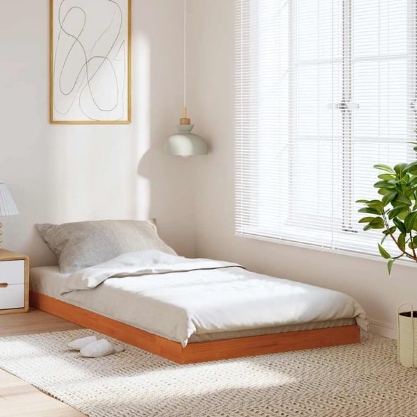 vidaXL Sengeramme brun 100x200 cm heltre furu