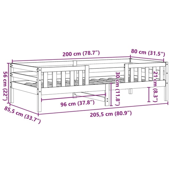 vidaXL Sengeramme uten madrass 80x200 cm heltre furu