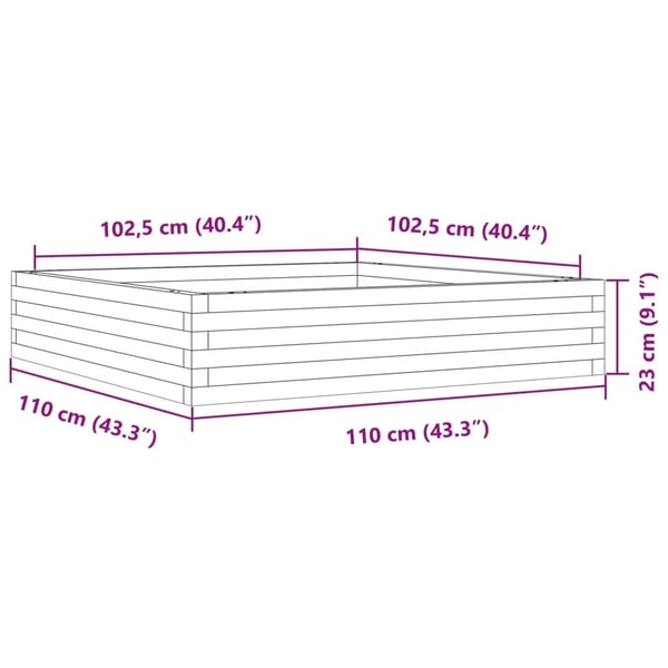vidaXL Plantekasse hvit 110x110x23 cm heltre furu