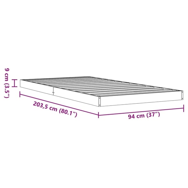 vidaXL Sängynrunko vahanruskea 90x200 cm täysi mänty