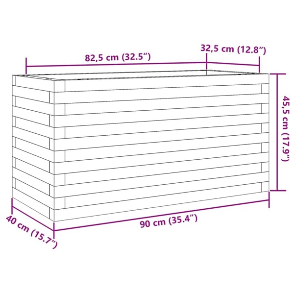 vidaXL Plantekasse hvit 90x40x45,5 cm heltre furu