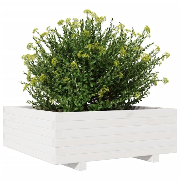 vidaXL Plantekasse hvit 70x70x26,5 cm heltre furu