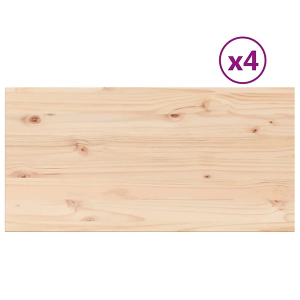 vidaXL Bordplater 4 stk 90x45x2,5 cm rektangulær heltre furu