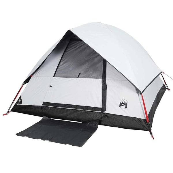 vidaXL Kuppeltelt for camping 3 personer hvit blendingsstoff vanntett