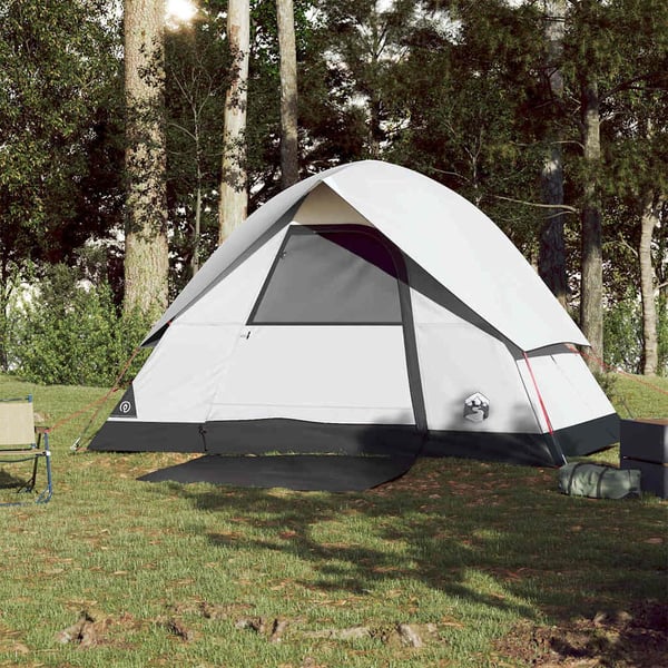 vidaXL Kuppeltelt for camping 3 personer hvit blendingsstoff vanntett