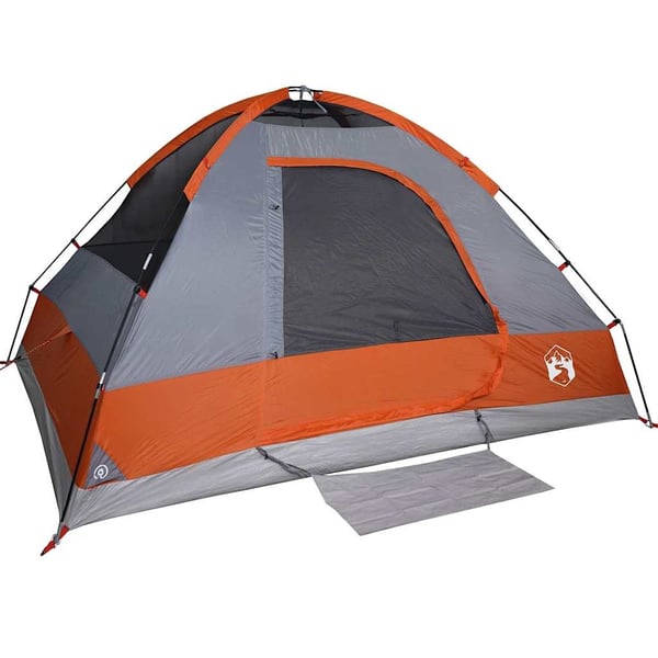 vidaXL Kuppeltelt for camping 4 personer grå og oransje vanntett