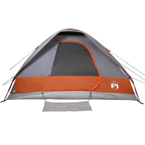 vidaXL Kuppeltelt for camping 4 personer grå og oransje vanntett