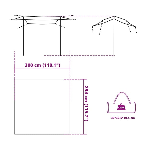 vidaXL tarp 300x294 cm vandtæt grå og orange
