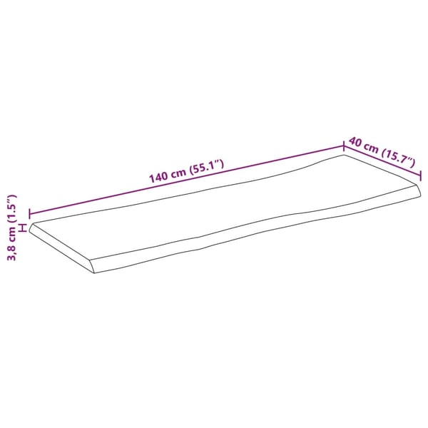 vidaXL Pöytälevy 140x40x3,8 cm elävä reuna täysi mangopuu