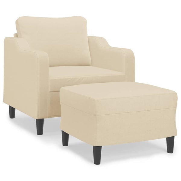 vidaXL sofastol med fodskammel 60 cm Stof cremefarvet