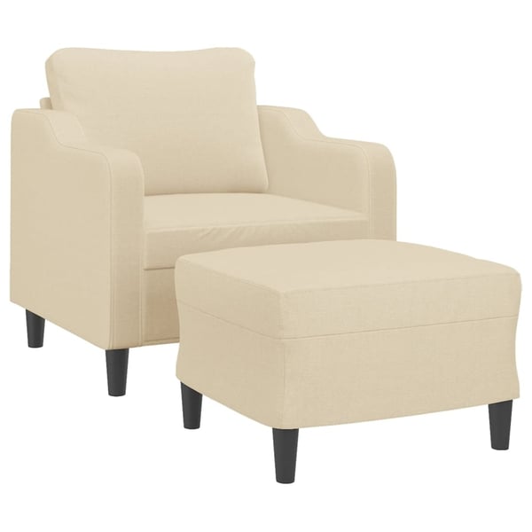 vidaXL sofastol med fodskammel 60 cm Stof cremefarvet