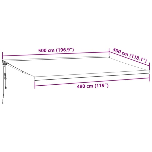 vidaXL Automaattimarkiisi viininpunainen 500x300 cm