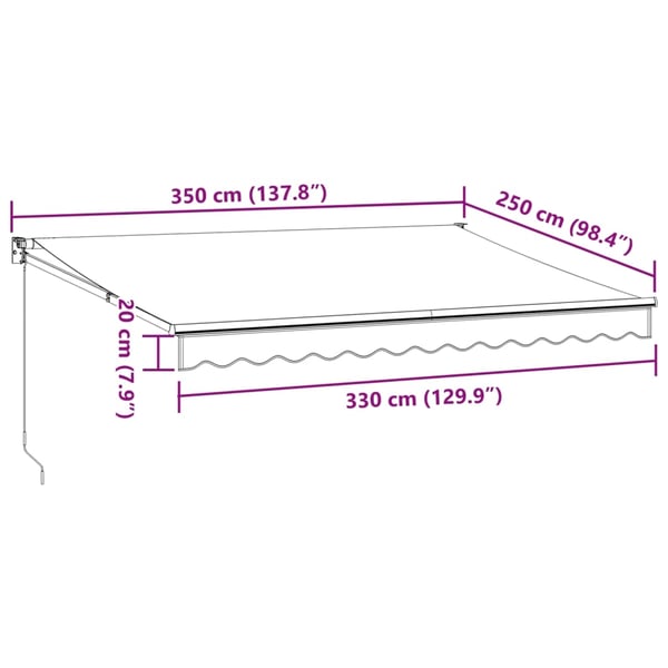 vidaXL Manuell uttrekkbar markise burgunder 350x250 cm