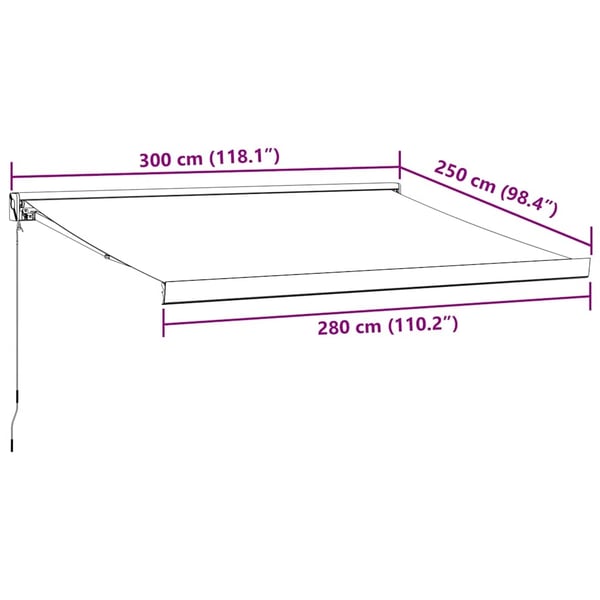 vidaXL Manuell uttrekkbar markise brun 300x250 cm