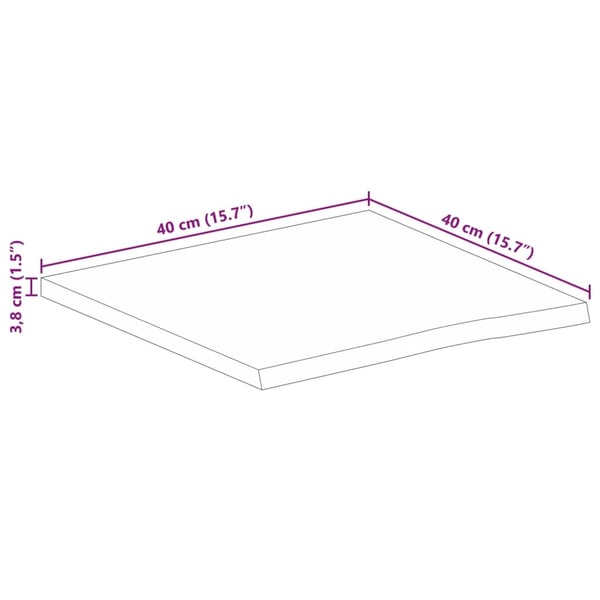 vidaXL Bordplate 40x40x3,8 cm naturlig kant grovt heltre mangotre