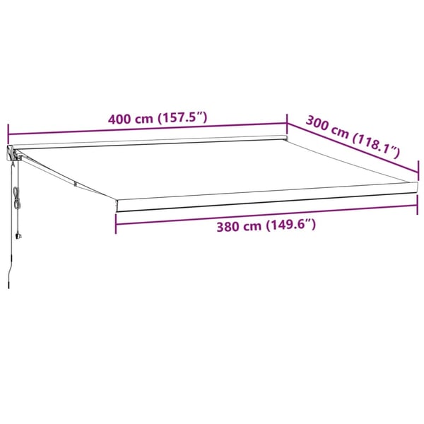 vidaXL Automatisk uttrekkbar markise burgunder 400x300 cm