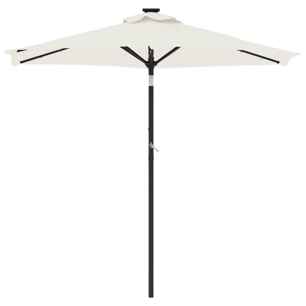 vidaXL Hageparasoll med LED og stålstang hvit 225x225x212 cm
