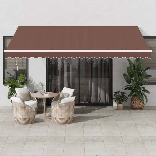 vidaXL markise med LED-lys 450x300 cm automatisk betjening brun
