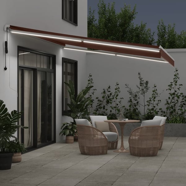 vidaXL markise med LED-lys 450x300 cm automatisk betjening brun