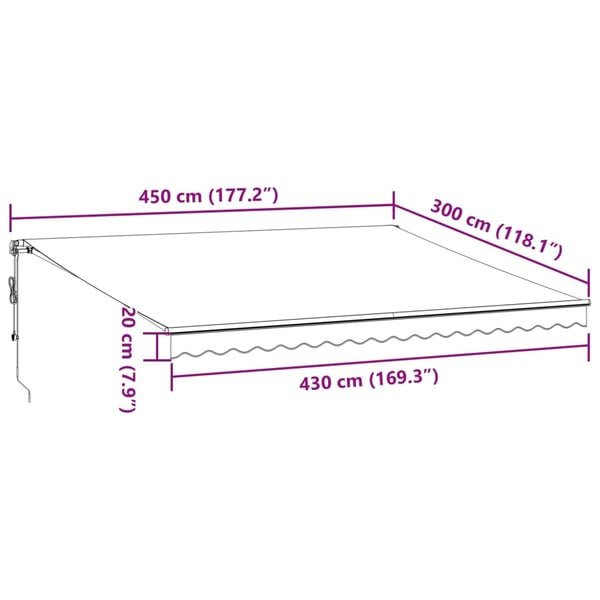 vidaXL Automatisk uttrekkbar markise burgunder 450x300 cm