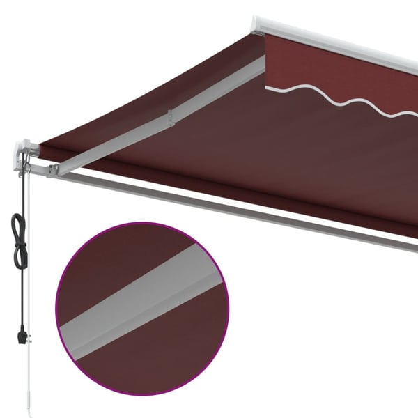 vidaXL Automatisk uttrekkbar markise med LED burgunder 450x350 cm