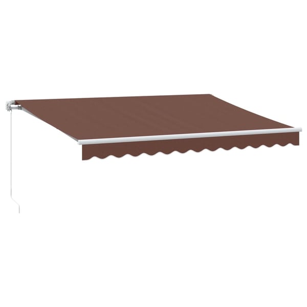vidaXL Manuell uttrekkbar markise med LED brun 350x250 cm