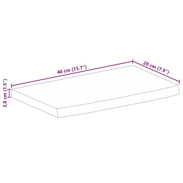 vidaXL Bordplate 40x20x3,8 cm naturlig kant grovt heltre mangotre