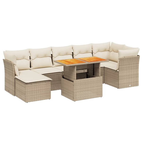 vidaXL sofasæt til haven 8 dele med hynder polyrattan beige