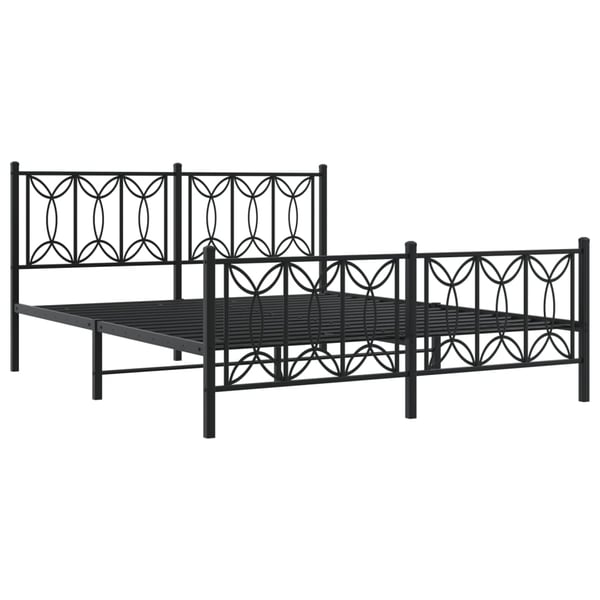 vidaXL Sengeramme i metall med hode- og fotgavl svart 150x200 cm