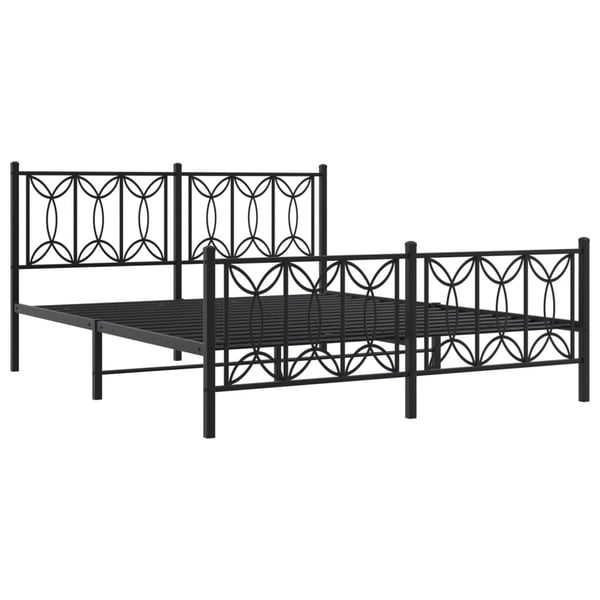 vidaXL Sengeramme i metall med hode- og fotgavl svart 150x200 cm