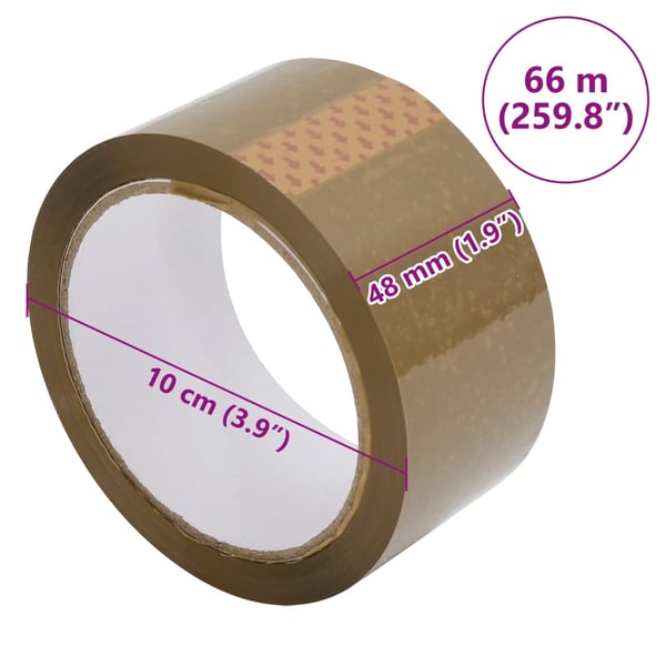 vidaXL Pakkausteippi 72 kpl ruskea 48 mm x 66 m