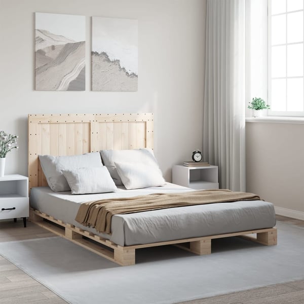 vidaXL sengeramme med sengegavl 140x200 cm massivt fyrretræ hvid