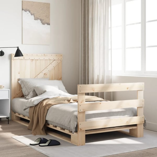 vidaXL Sengeramme med hodegavl 90x200 cm heltre furu