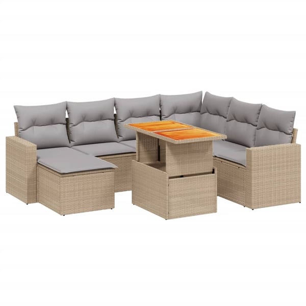 vidaXL sofasæt til haven 8 dele med hynder polyrattan beige