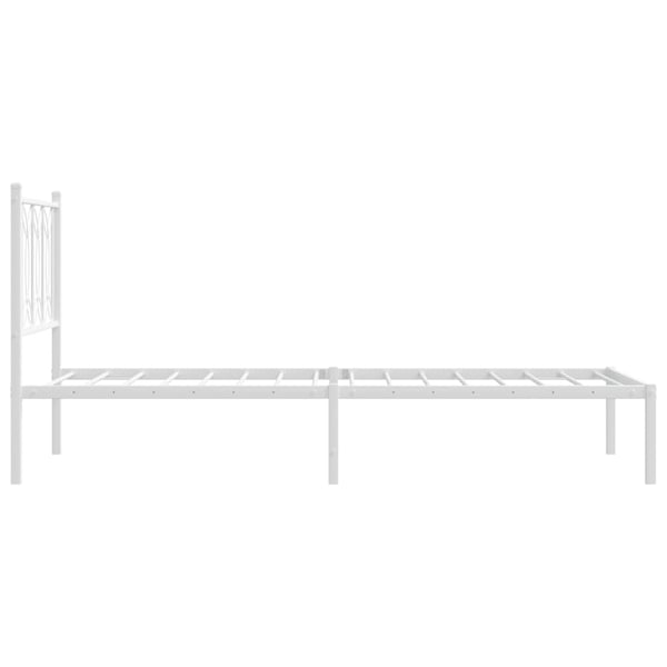 vidaXL Sengeramme i metall uten madrass med hodegavl hvit 75x190 cm