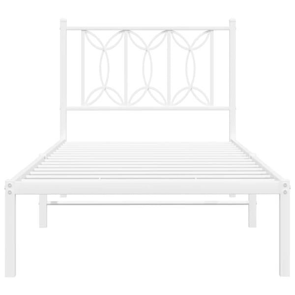 vidaXL Sengeramme i metall uten madrass med hodegavl hvit 75x190 cm