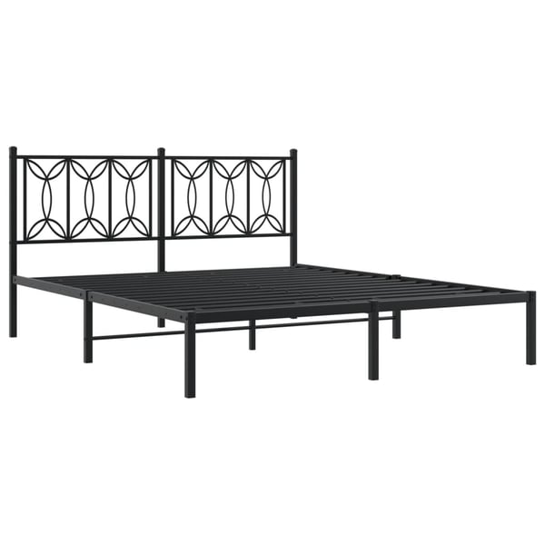 vidaXL Sengeramme i metall med sengegavl svart 150x200 cm