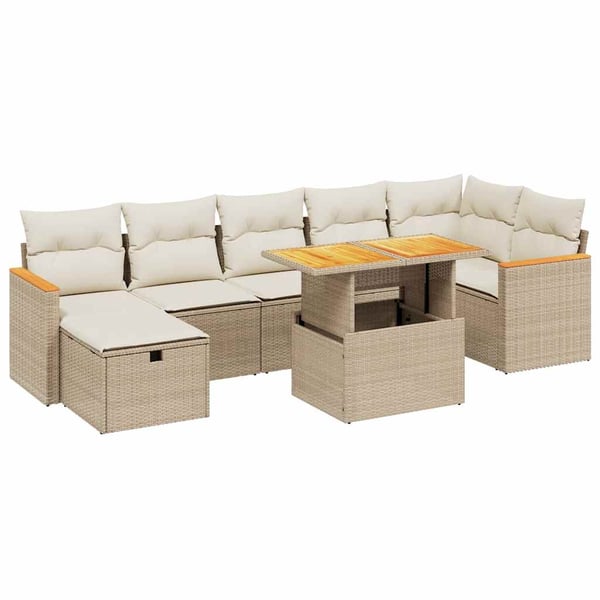 vidaXL sofasæt til haven 8 dele med hynder polyrattan beige