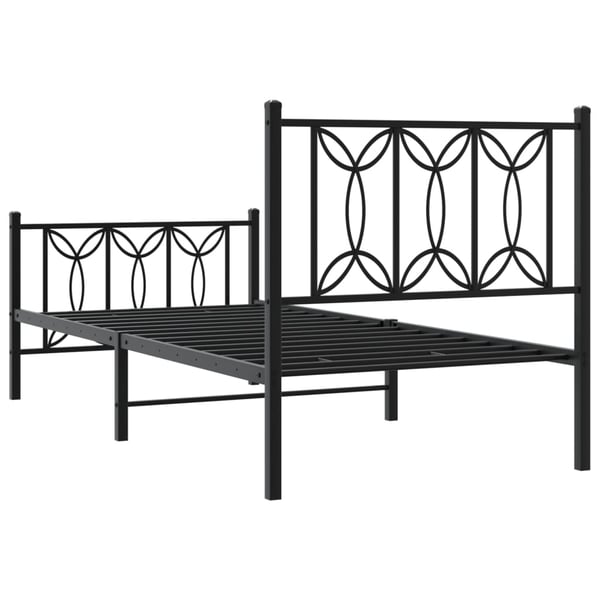 vidaXL Sengeramme i metall med hode- og fotgavl svart 90x200 cm