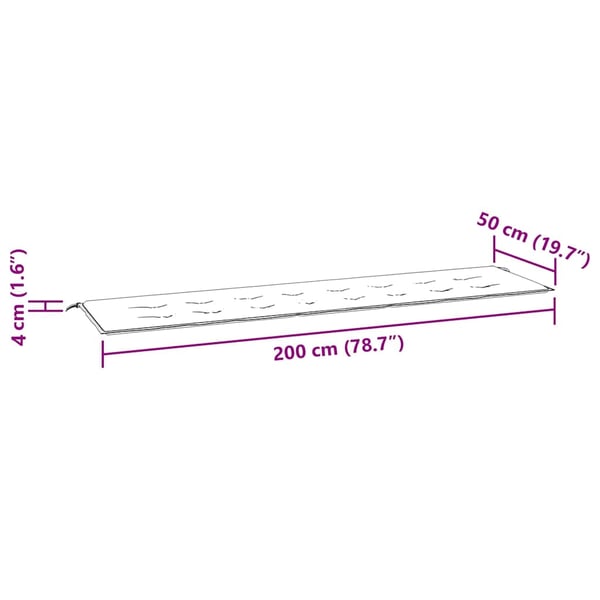 vidaXL Bänkdyna för trädgården rosa 200x50x3 cm tyg
