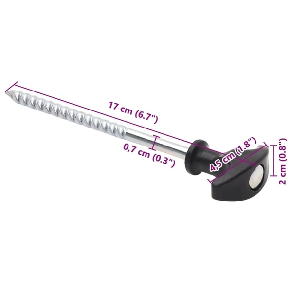 vidaXL Telttatapit 24 kpl 17 cm Ø7 mm galvanoitu teräs