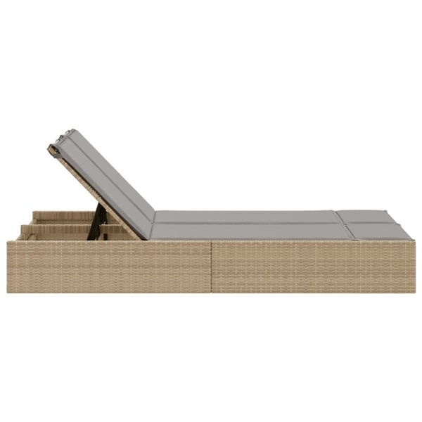 vidaXL solseng med hynder polyrattan beige