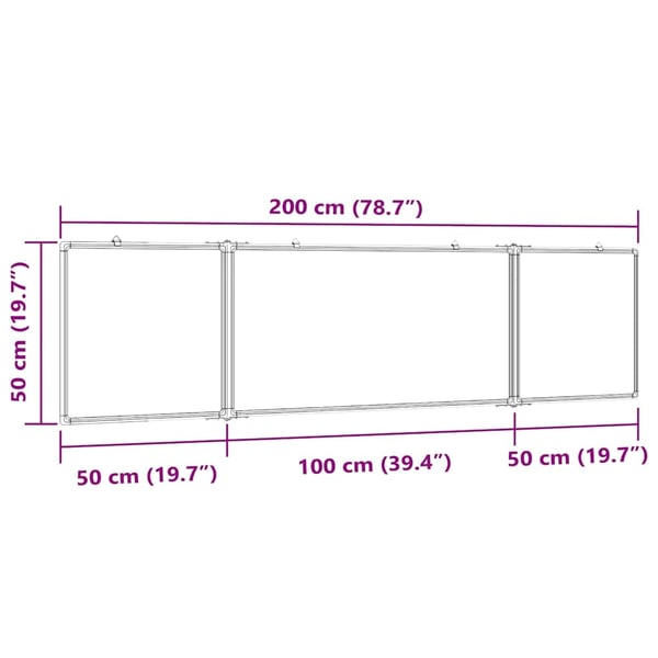 vidaXL Magnetisk tavle sammenleggbar 200x50x1,7 cm aluminium
