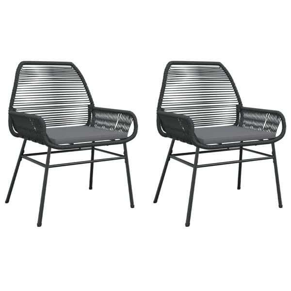 vidaXL havestole 2 stk. med hynder polyrattan sort