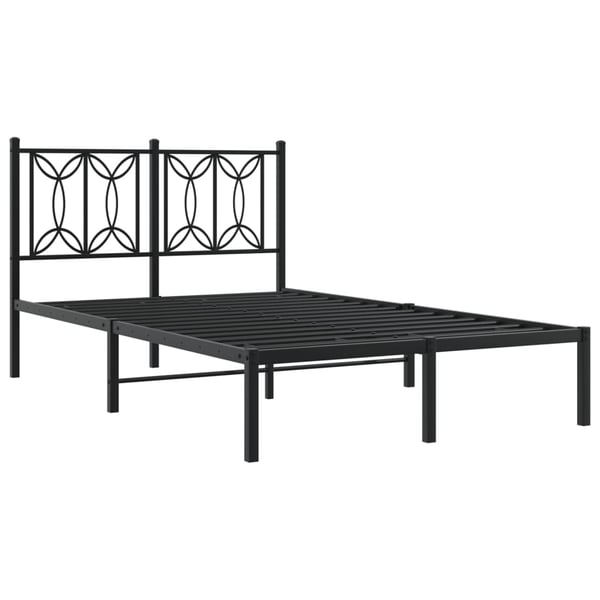 vidaXL Sängram med huvudgavel metall svart 120x200 cm