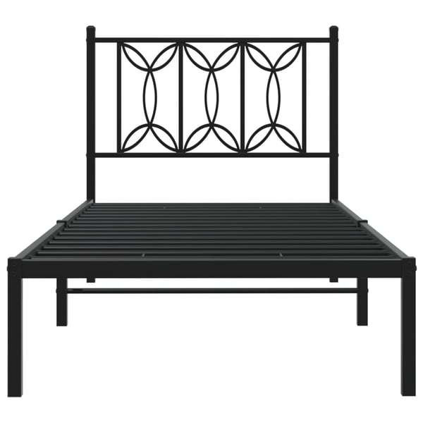 vidaXL Sengeramme i metall med hodegavl svart 90x190 cm