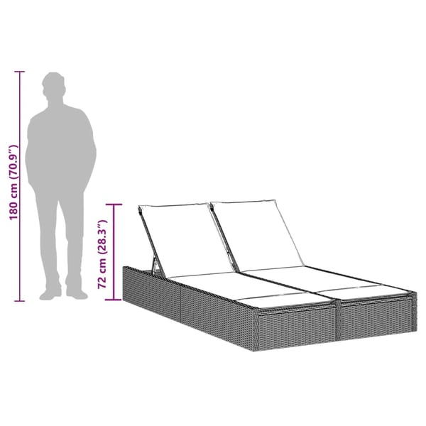 vidaXL solseng med hynder polyrattan lysegrå