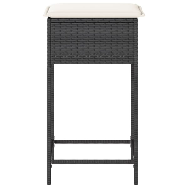 vidaXL barstole til haven med hynder 2 stk. polyrattan sort